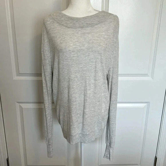 Athleta STUDIO BOATNECK SWEATSHIRT Size M Light Gray Heather - Picture 1 of 8